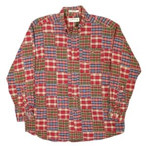 Vintage Orvis Patchwork Madras Shirt Men's‎ Large Red Green Plaid India